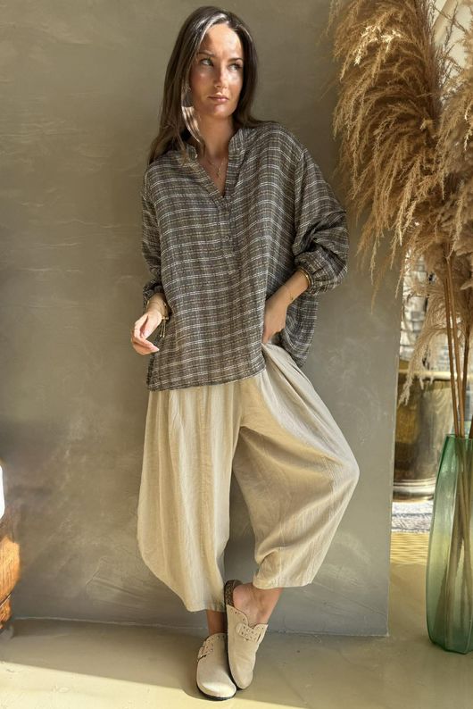 Greta Check Hugh Shirt Storm